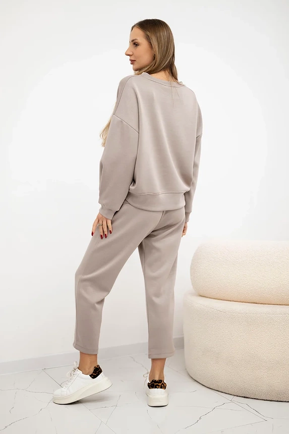 Buttery fabric set sweatshirt + pants dark beige