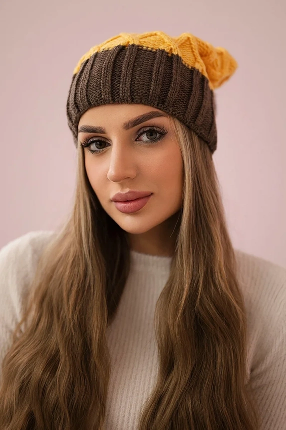 Čapica s fleece Milano K203 žltá+mocca