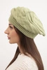 Women's winter wool hat with a loose fit and decorative weave K378 khaki
