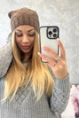 Cap with fleece Justyna K253 cappuccino