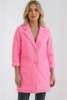 Plus Size women's quilted jacket with decorative buttons and collar light pink