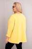 Plus size women's blouse with cotton, long sleeves and gathering yellow