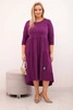 Dámská bavlněná sukýnka Plus Size s volány a ohrnutým rukávem tmavě fialová