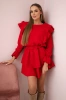 Dress with vertical flounces red