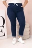Damen Baumwollhose Plus Size mit elastischem Bund und Kordelzug Denim dunkel jeansfarben