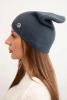 Classic women's alpaca hat with decorative plate graphite