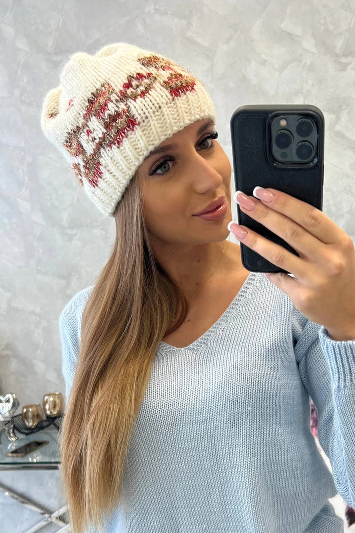 Moteriška kepurė Otylia K387 ecru+red