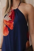 Viscose dress tied around the neck navy blue