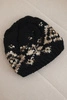 Women's wool winter hat with decorative crystals K399 black