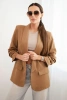 Elegantní sako s klopami tmavě camelové