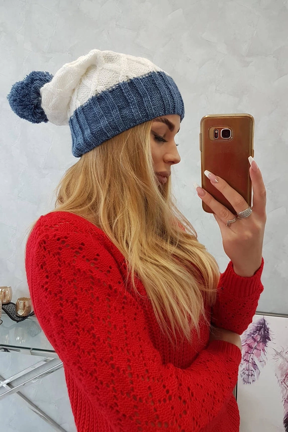 Milano fleecová čepice K203 ecru+jeans
