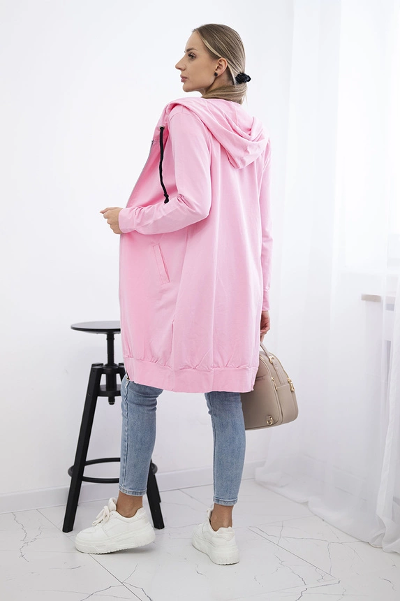 Kleid Sweatshirt mit Kapuze hellrosa