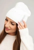 Women's winter wool hat with rhinestones K453 white