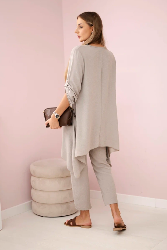 Set Bluse + Hose mit Anhänger fango