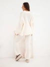 Damen-Strickset mit Cardigan und weiten Hosen ecru