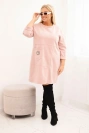 Dámska sukňa Plus Size maslo s vreckom a rukávom 3/4 pudrová ružová
