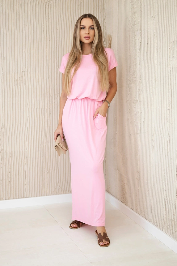 Viscose dress with pockets light pink