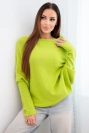 Damenpullover aus Viskose asymmetrisch Fledermausform pistaziengrün