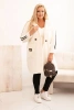 Plus Size women's coat made of faux shearling with pockets ecru