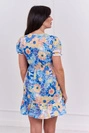 Blumenkleid mit V-Ausschnitt blau