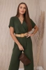Overalls with a decorative belt at the waist khaki