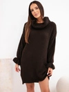 Langer Damenpullover mit Wollanteil und Rollkragen braun