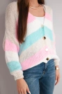 Damenpullover mit Knöpfen und gestreift beige