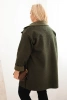 Damenmantel Plus Size Lammfell mit Wolle und Taschen khaki