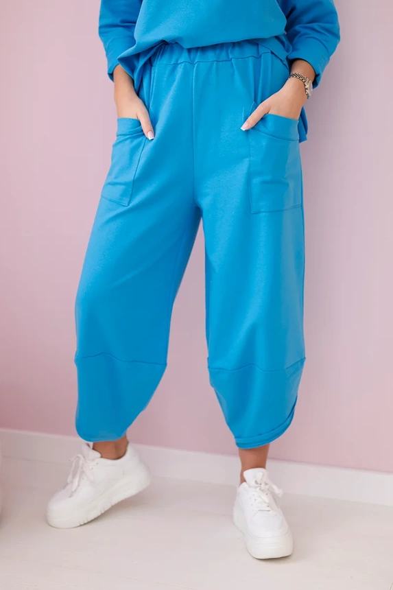 Cotton sweatshirt pants set turquoise