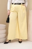 Women's Plus Size viscose pants with wide legs and belt yellow