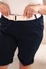 Women's Cotton Plus Size Shorts with Belt navy blue