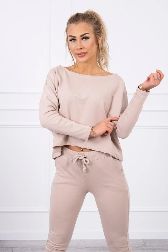 Set with oversized blouse beige