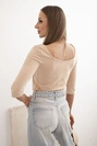 Bluse runder Ausschnitt cappuccino