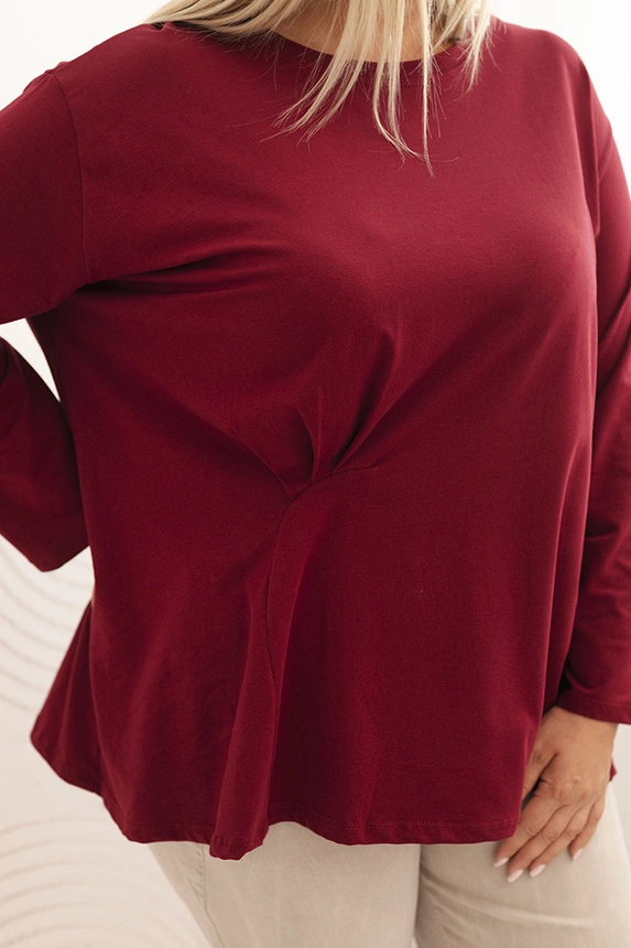Women's Plus Size blouse with cotton, featuring a pocket and rolled sleeves kiwi