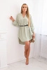 Dress with longer back and belt dark mint