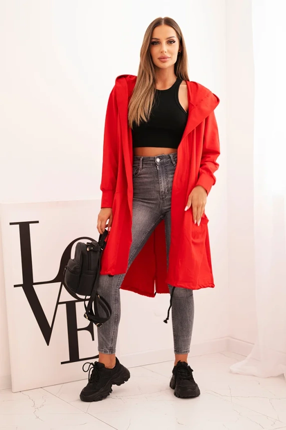Pláštěnka s kapucí oversize červená