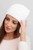 Women's winter wool hat with lace pattern K427 white