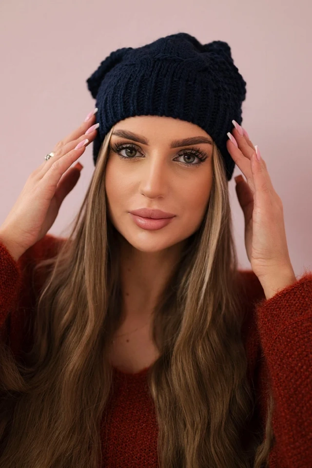 Cap with fleece Sandra K210 navy blue