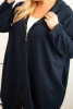 Women's Plus Size cotton hoodie with a zipper navy