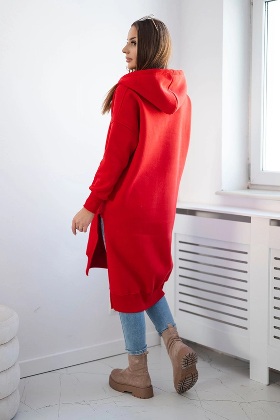 Insulated sweatshirt with slits on the sides red