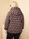 Plus Size women's jacket with polka dots and hood brown