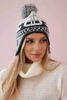 Cap with a pompom Rosa K368 white+graphite+dark grey