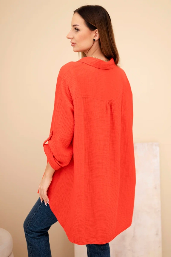 Medvilniniai muslino marškiniai Plus Size raudonas