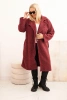 Dámsky kabát Plus Size s vlnou a veľkým golierom bordový