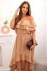 Women's off-the-shoulder dress with a longer back camel