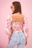 Women's floral Spanish blouse, long sleeve light pink