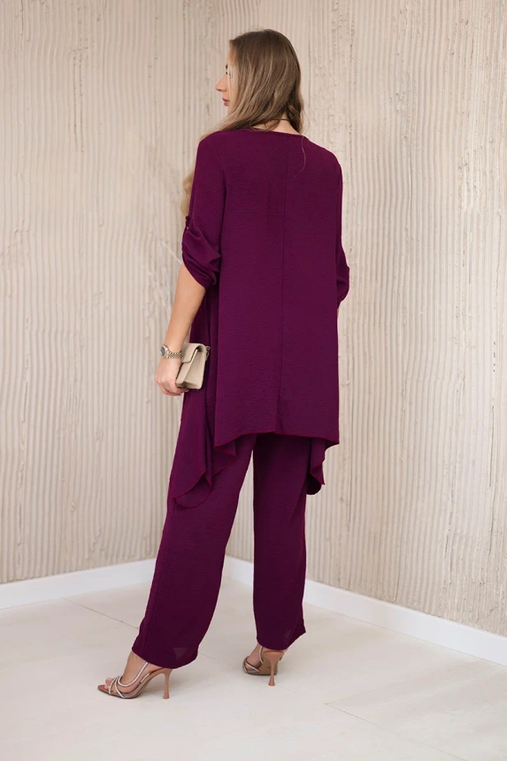 Set Bluse + Hose mit Anhänger Pflaume