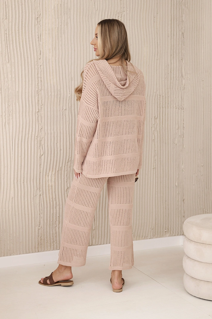 Openwork set Rayon camel