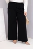 Damen Plus Size Hose mit weitem Bein und hohem Bund schwarz