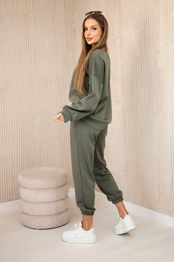 Viskose-Set Sweatshirt + Hose khaki